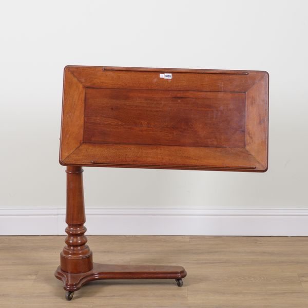 A VICTORIAN MAHOGANY HEIGHT ADJUSTABLE READING TABLE