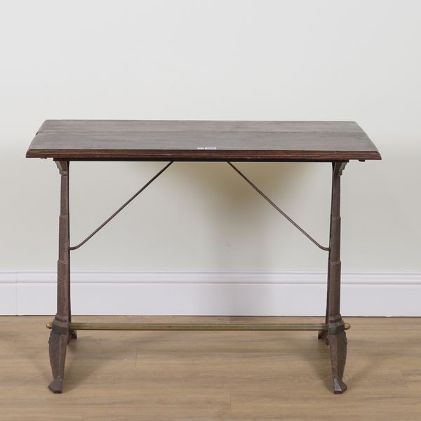 A 19TH CENTURY AND LATER OAK TOPPED SIDE TABLE