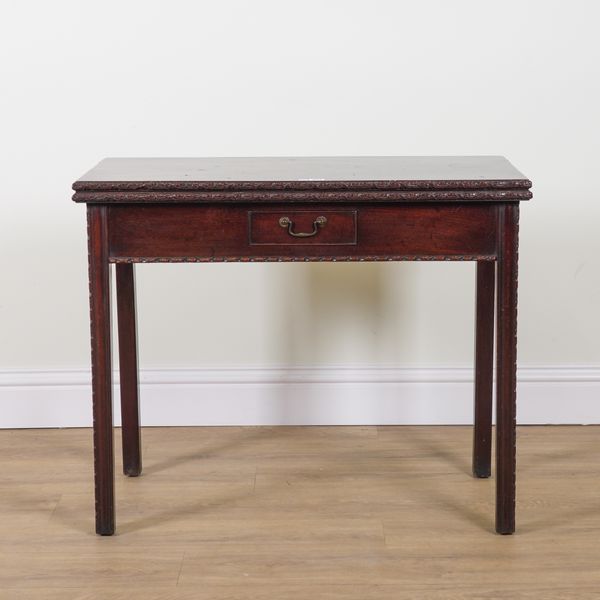 A GEORGE III MAHOGANY TEA TABLE