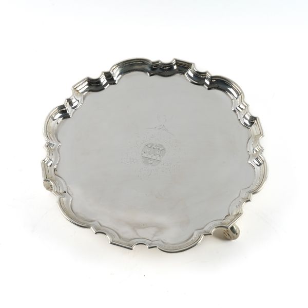 A GEORGE II SILVER SHAPED CIRCULAR SALVER