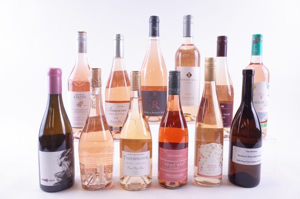 SIX BOTTLES ENGLISH AND SIX FRENCH ROSÉ WINE