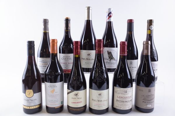 NINE BOTTLES FRENCH PINOT NOIR AND THREE LANGUEDOC