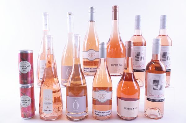 ELEVEN BOTTLES AND TWO CANS FRENCH, SPANISH AND AUSTRALIAN ROSÉ WINE