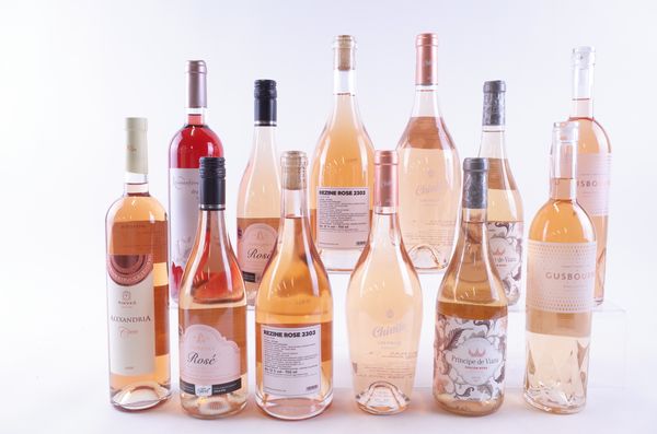 TWELVE BOTTLES ENGLISH, FRENCH, SPANISH, MACEDONIAN AND GREEK ROSÉ WINES