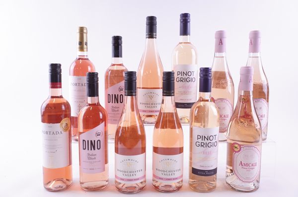 TWELVE BOTTLES PORTUGUESE, ITALIAN AND ENGLISH ROSÉ WINE