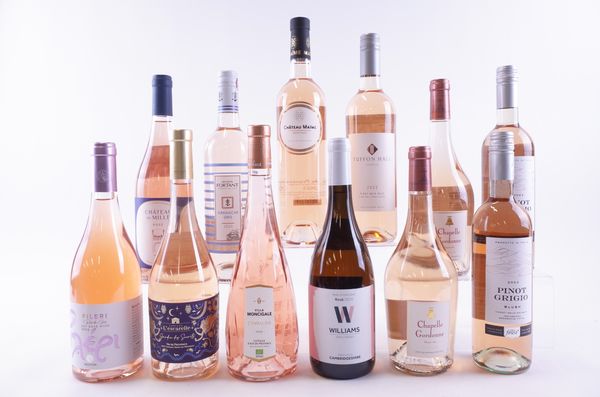 TWELVE BOTTLES FRENCH, ITALIAN, ENGLISH AND GREEK ROSÉ WINE