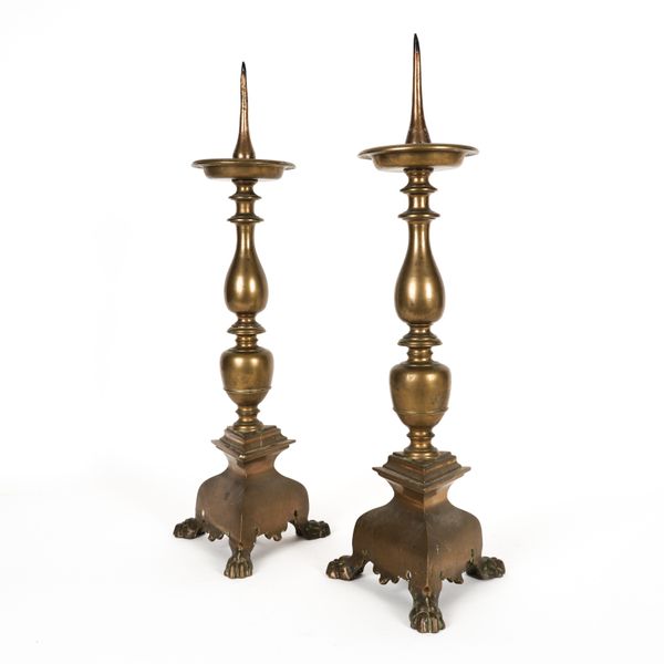 A PAIR OF ITALIAN BRONZE PRICKET CANDLESTICKS (2)