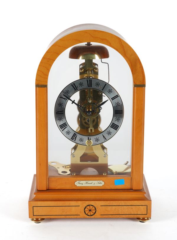 A GERMAN FRUITWOOD AND INLAID BRACKET CLOCK