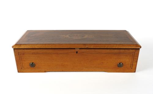 A SWISS INLAID KINGWOOD MECHANICAL MUSIC BOX