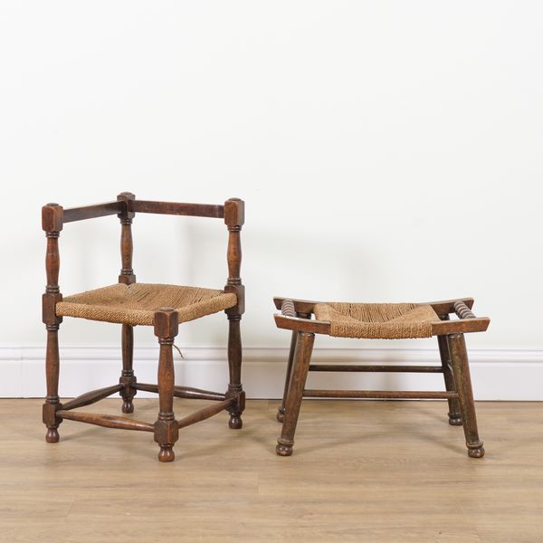 A LATE 19TH CENTURY STAINED BEECH STOOL (2)