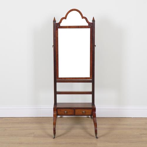 AN UNUSUAL GEORGE III MAHOGANY CHILD'S CHEVAL MIRROR