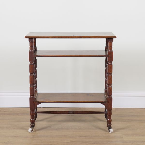 LIBERTYS; AN ARTS AND CRAFTS OAK THREE TIER SIDE TABLE