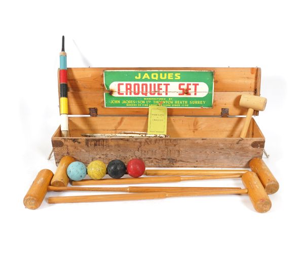 JAQUES, LONDON: A BOXED CROQUET SET