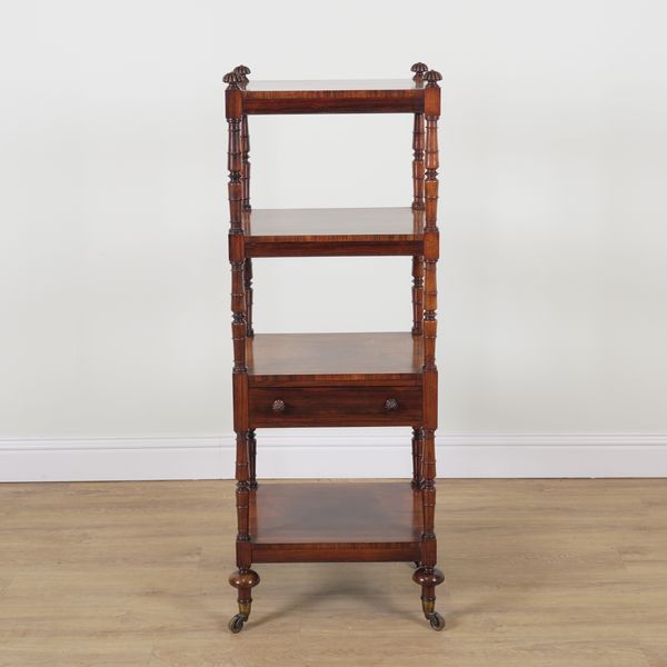 M. WILLSON 68 QUEENS STREET; A 19TH CENTURY ROSEWOOD FOUR TIER WHATNOT