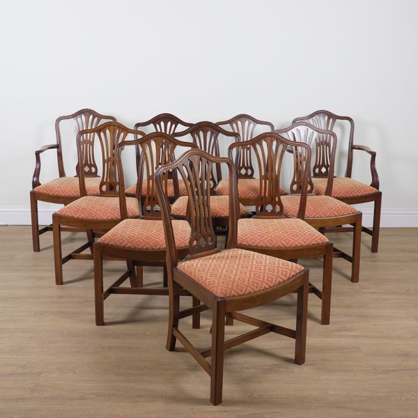 A SET OF TEN GEORGE III STYLE SPLAT BACK DINING CHAIRS (10)