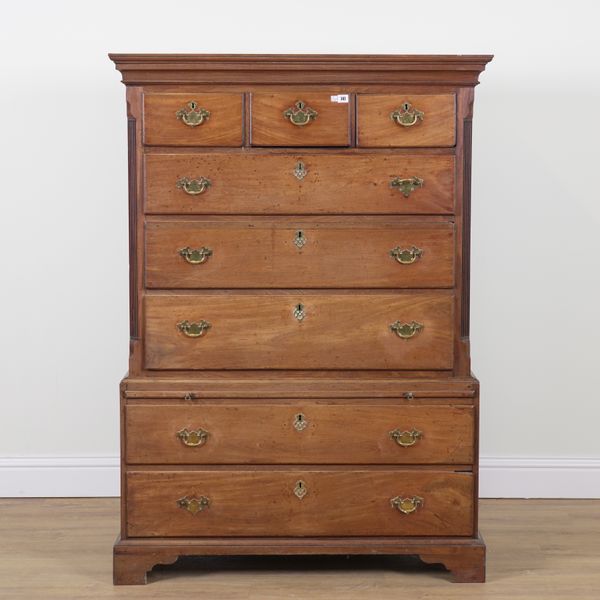 A GEORGE III MAHOGANY CHEST ON CHEST