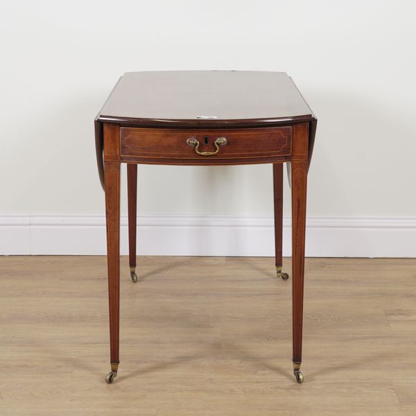 A GEORGE III INLAID MAHOGANY PEMBROKE TABLE