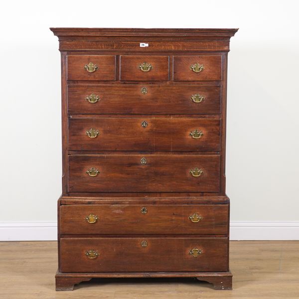 A GEORGE III MAHOGANY CHEST ON CHEST