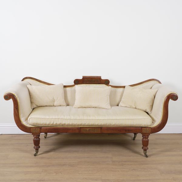 A REGENCY BRASS INLAID ROSEWOOD SOFA