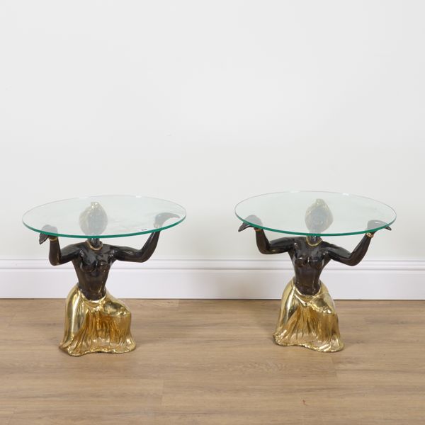 A PAIR OF GLASS TOP OCCASIONAL TABLES (2)