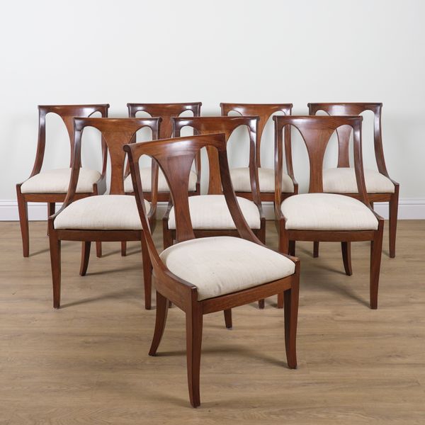 A SET OF EIGHT 20TH CENTURY HARDWOOD DINING CHAIRS (8)