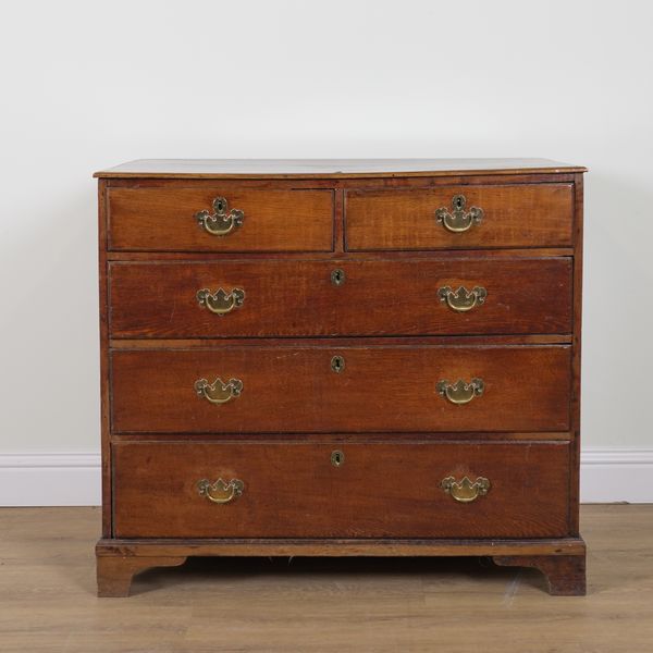 A MID 18TH CENTURY OAK FIVE DRAWER CHEST