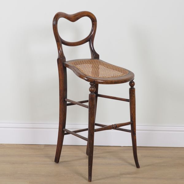 A 19TH CENTURY STAINED BEECH KIDNEY BACK CELLIST'S CHAIR