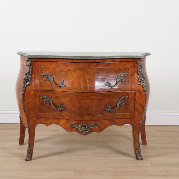 A LOUIS XV STYLE MARBLE TOP COMMODE