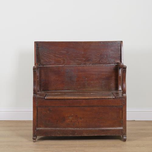 AN 17TH CENTURY AND LATER OAK MONK'S BENCH