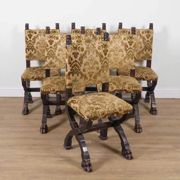 A SET OF SIX 18TH CENTURY ITALIAN WALNUT DINING CHAIRS (6)