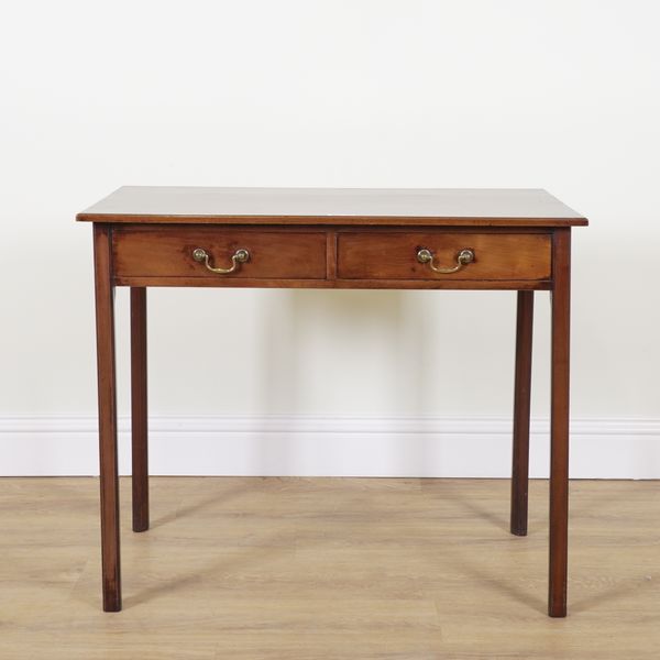 A 19TH CENTURY MAHOGANY TWO DRAWER SIDE TABLE