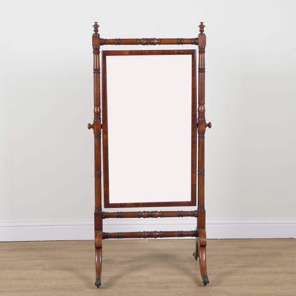 A REGENCY MAHOGANY CHEVAL MIRROR