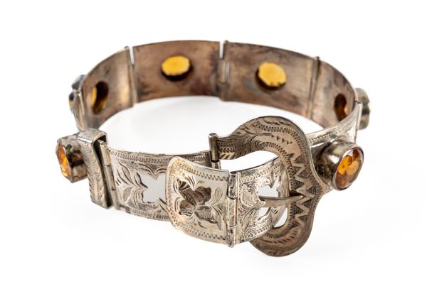 A SILVER AND CITRINE BRACELET (2)