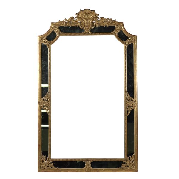 A 19TH CENTURY GILT FRAMED MARGINAL OVERMANTEL MIRROR