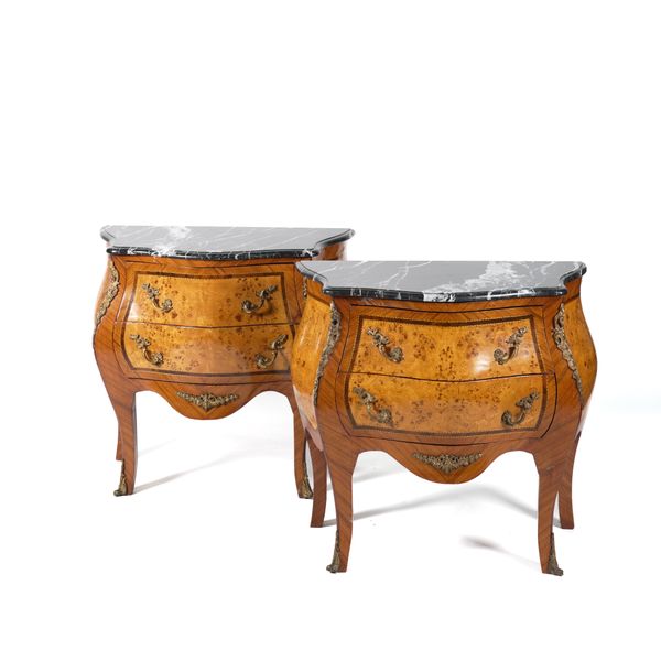 A PAIR OF MARBLE TOPPED COMMODES (2)