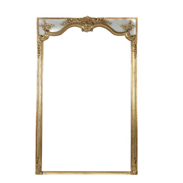 A LARGE 19TH CENTURY GILT FRAMED RECTANGULAR WALL MIRROR