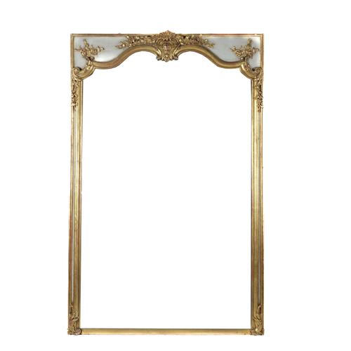 A LARGE 19TH CENTURY GILT FRAMED RECTANGULAR WALL MIRROR