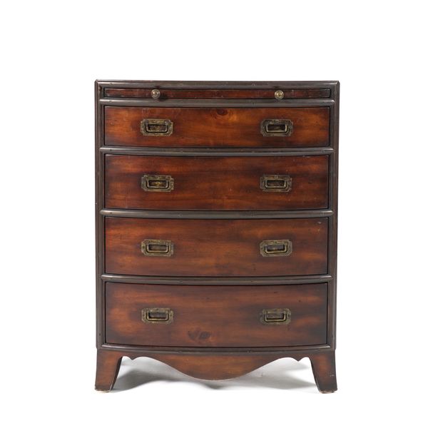 A CAMPAIGN STYLE MAHOGANY SMALL CHEST