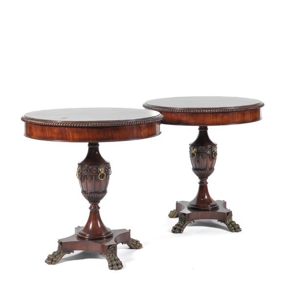 A PAIR OF CIRCULAR MARBLE INSET OCCASIONAL TABLES (2)