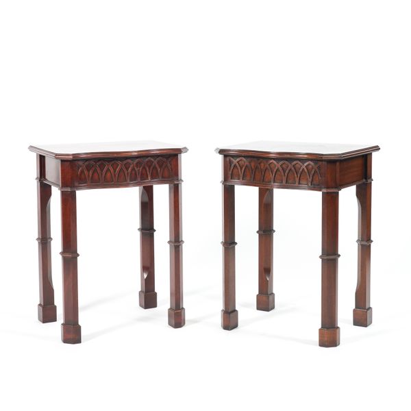 A PAIR OF GOTHIC REVIVAL MAHOGANY SIDE TABLES