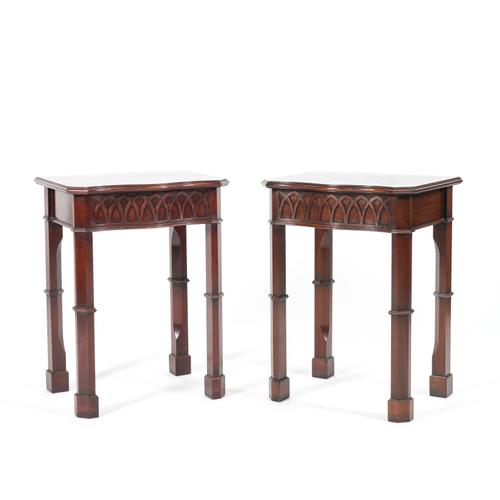 A PAIR OF GOTHIC REVIVAL MAHOGANY SIDE TABLES