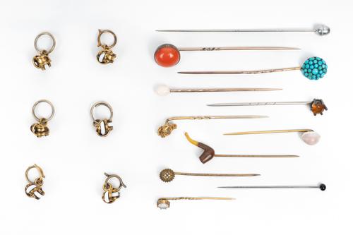 ELEVEN STICK PINS AND SIX BUTTONS (17)