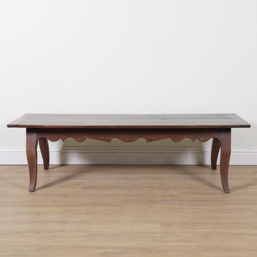 A 19TH CENTURY FRENCH CLEATED OAK PLANK TOP COFFEE TABLE
