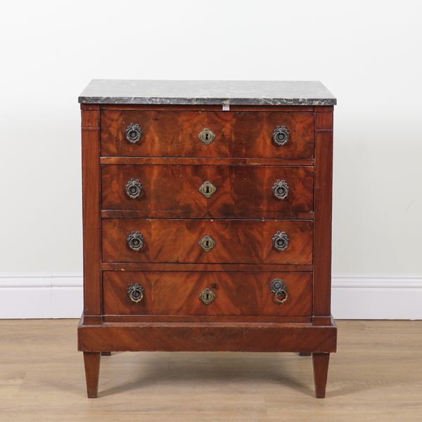 A 19TH CENTURY ITALIAN MARBLE TOPPED PETITE COMMODE