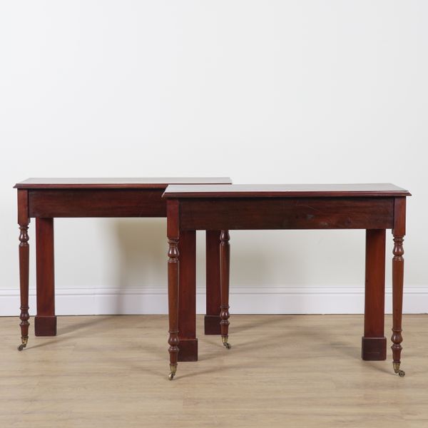 A PAIR OF RECTANGULAR MAHOGANY CONSOLE TABLES (2)