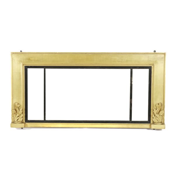 A 19TH CENTURY GILT FRAMED TRIPLE PLATE OVERMANTEL MIRROR