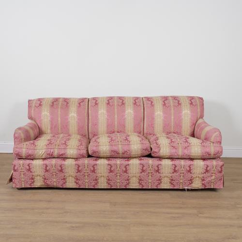 PETER DUDGEON; A PINK FOLIATE UPHOLSTERED THREE SEAT SOFA