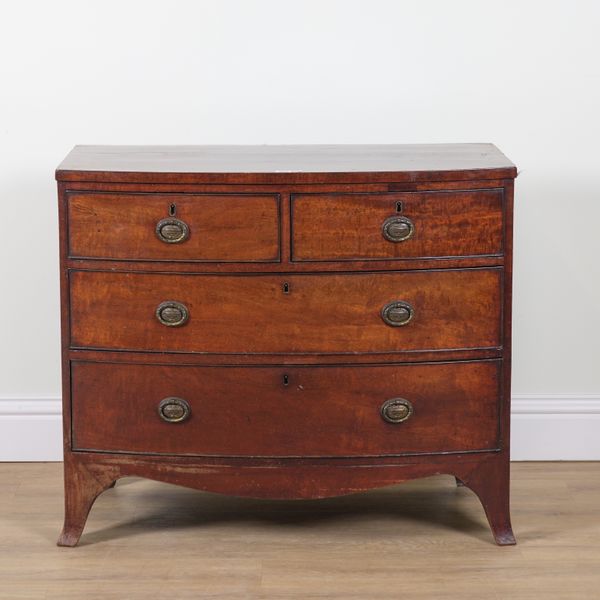 A 19TH CENTURY MAHOGANY BOWFRONT FOUR DRAWER CHEST