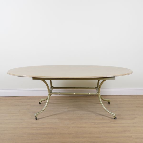 A 20TH CENTURY FAUX MARBLE RESIN OVAL TABLE