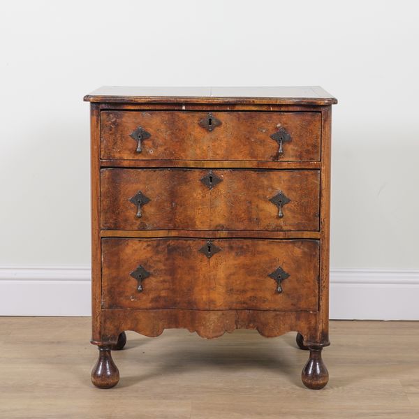 AN 18TH CENTURY STYLE WALNUT DUCTH THREE DRAWER SIDE CHEST